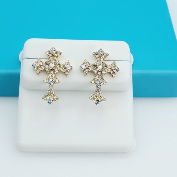 "14K Gold Plated 925 Sterling Silver CZ Beautiful Earrings for Women, 1USPAR4114 - Picture 3 of 6